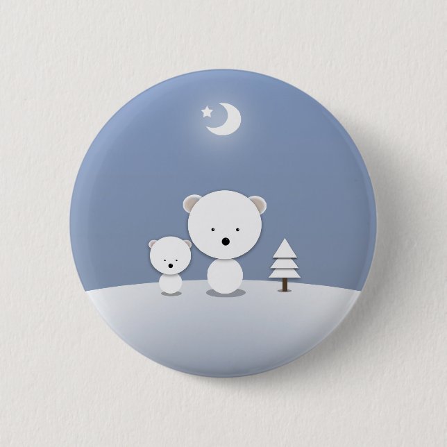 Kawaii Polar Bears Helgdag Pin Cute! Knapp (Framsida)