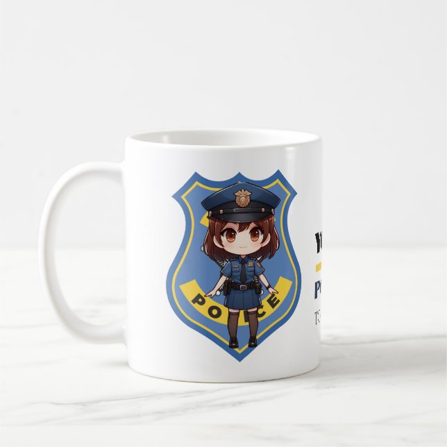 Kawaii Police Officer Girl - Coffee Mugg (Vänster)