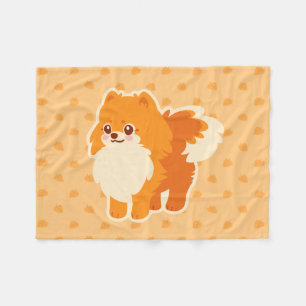 Kawaii Pomeranian tecknad hund Fleecefilt