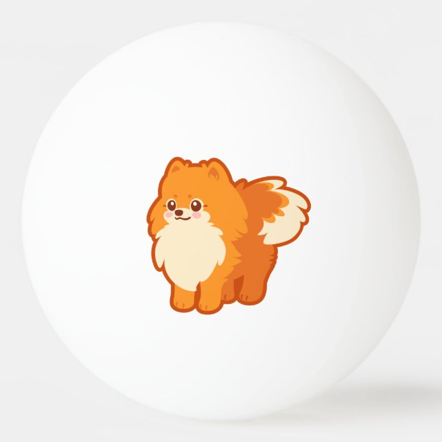 Kawaii Pomeranian tecknad hund Pingisboll (Framsidan)