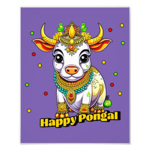 Kawaii Pongal dekorerad ko Fototryck