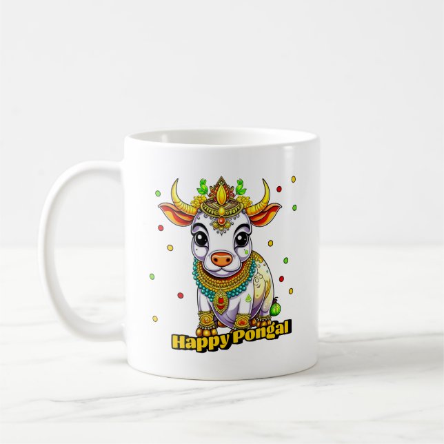 Kawaii Pongal dekorerad ko Kaffemugg (Vänster)