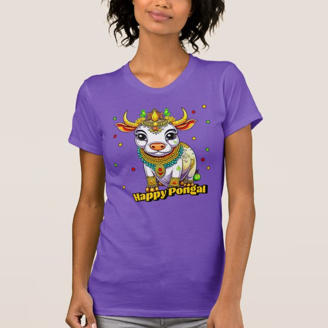 Kawaii Pongal dekorerad ko T Shirt (Framsida)