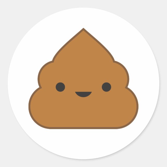 Kawaii Poop Sticker Runt Klistermärke (Framsida)