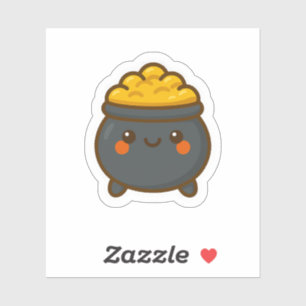 Kawaii Pot från Guld Klistermärken