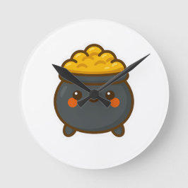 Kawaii Pot från Guld Rund Klocka