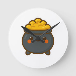 Kawaii Pot från Guld Rund Klocka