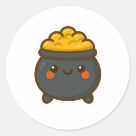 Kawaii Pot från Guld Runt Klistermärke