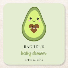Kawaii Pregnant Avocado Baby Shower Fiesta Cute Underlägg Papper Kvadrat