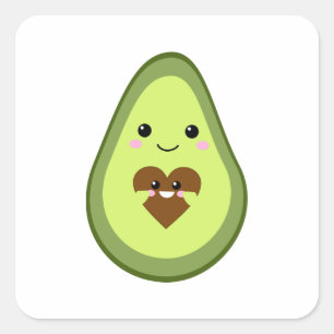Kawaii Pregnant Avocado Cute Mamma Moderskap Baby Fyrkantigt Klistermärke
