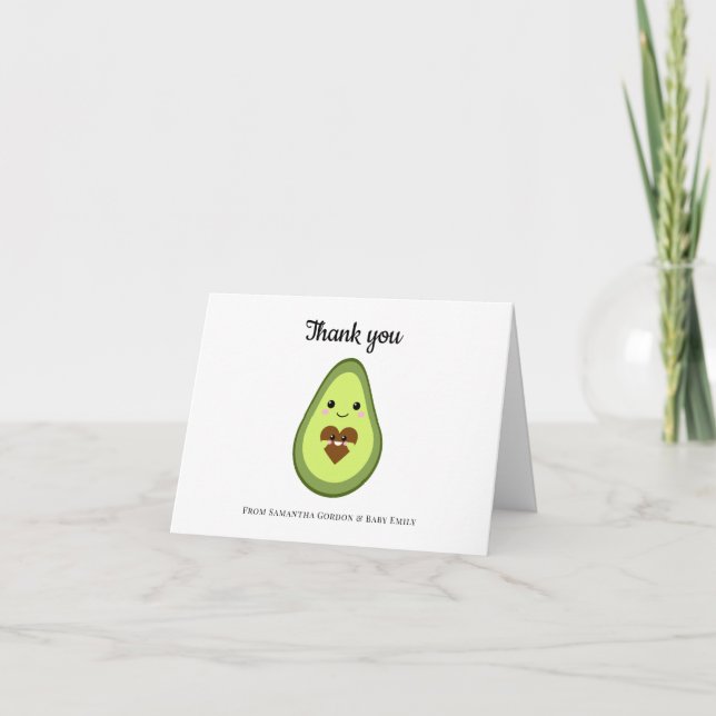 Kawaii Pregnant Avocado Tack för din babyskor Kort (Framsida)
