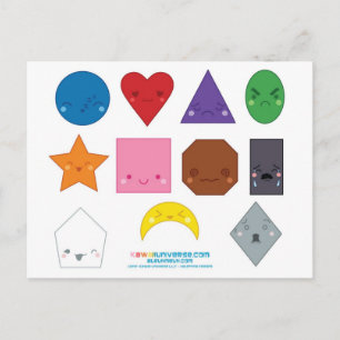 Kawaii Preschool Shapes Vykort