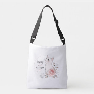 Kawaii "Pretty but Savage" Katt Blommig Handväsk Axelväska