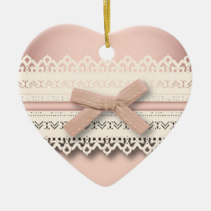 Kawaii princess Roms gigly chic, vit snöre rosa bå Julgransprydnad Keramik