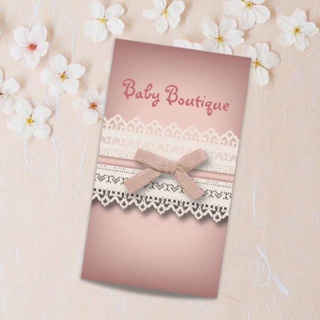 Kawaii princess Roms gigly chic, vit snöre rosa bå Visitkort (Kawaii princess girly chic white lace pink bow business card)