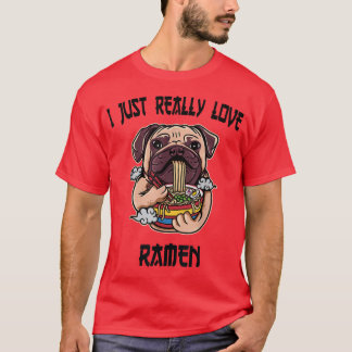 Kawaii Pug Dog Eat Ramen Japanese Anime Noodles842 T Shirt