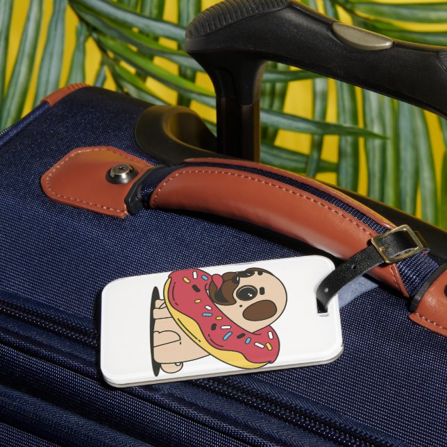 Kawaii Pug Donut Hund Cute Pet Puppy Anime Bagagebricka (Framsida Insitu 3)