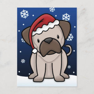 Kawaii Pug julvykort Helg Vykort
