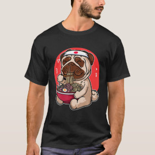 Kawaii Pug Ramen Cute Japanska Manga Anime Hund Lo T Shirt