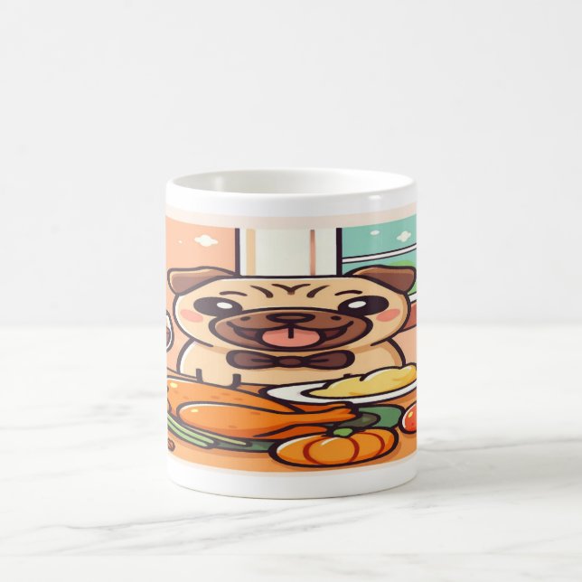 Kawaii Pugsgiving Mug – Feast Mode Activated! Kaffemugg (Center)