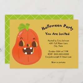 Kawaii Pumpkin Halloween Jack o'Lantern Party Inv Inbjudningar