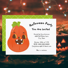 Kawaii Pumpkin Halloween Jack o'Lantern WH Party Inbjudningar