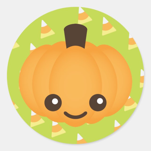 Kawaii Pumpkin Runt Klistermärke (Framsida)