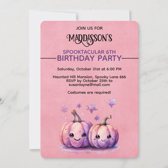 Kawaii Pumpkins Halloween Födelsedagsfest Inbjudningar (Framsida)