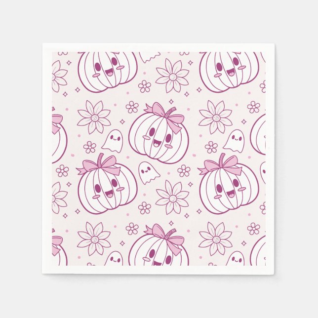 Kawaii Pumpkins, Spöken & Flowers Pappersservett (Framsidan)