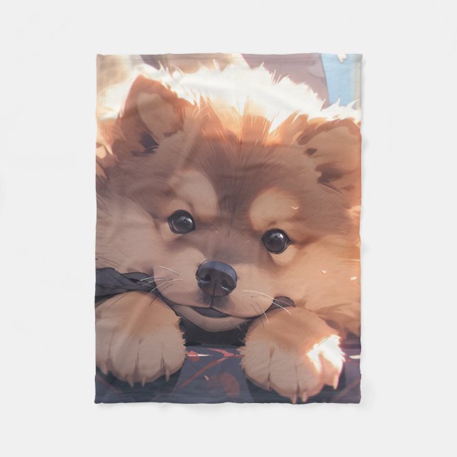 Kawaii Puppy Fleecefilt (Framsidan)