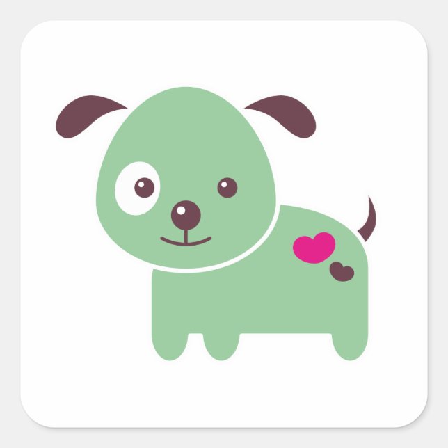 Kawaii puppy fyrkantigt klistermärke (Framsida)