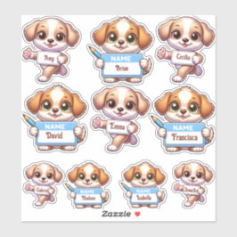 Kawaii Puppy Namn Card Stickers-personifiera din Klistermärken