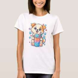Kawaii Puppy Slush Drink - Cute Hund Boba Stil T Shirt