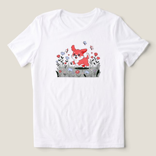 "Kawaii Puppy with Butterflies | ENDAST VITA T Shirt (Design Framsida)