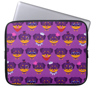 Kawaii purpurfärgat Rottweiler valpmönster Laptop Sleeve