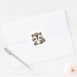Kawaii Raccoon Round Sticker Runt Klistermärke