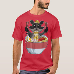 Kawaii Racoon Japanska Ramen Noodles I Otaku Anime T Shirt