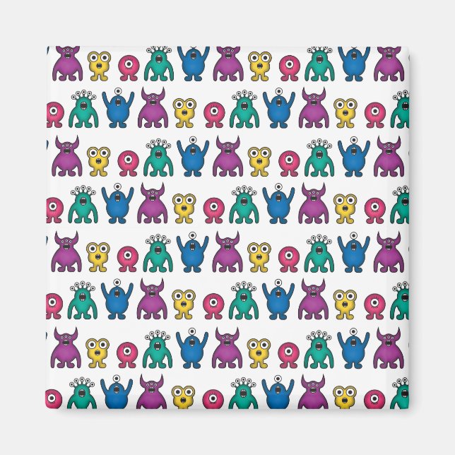 Kawaii Rainbow Alien Monsters Mönster Magnet (Framsidan)
