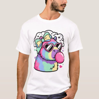 Kawaii Rainbow Capybara with Heart Sunglasses & Bu T Shirt