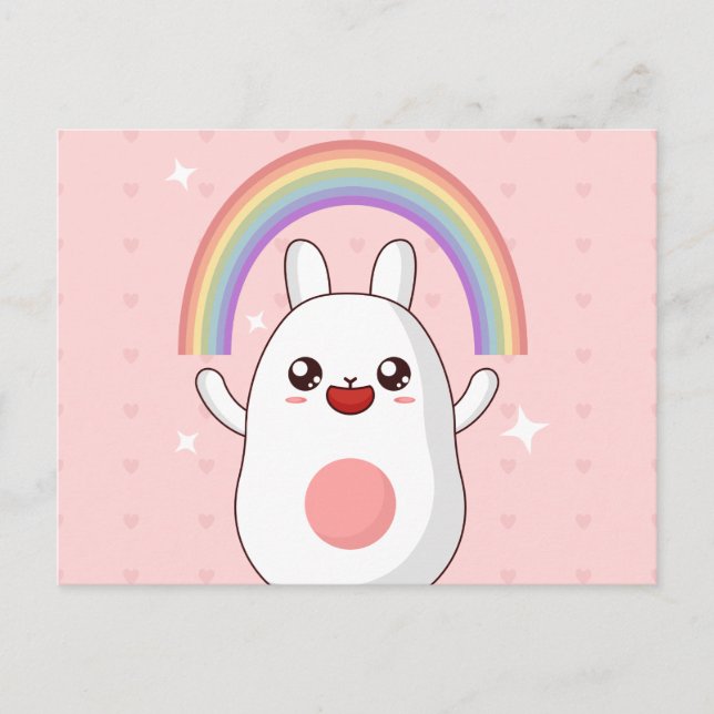 Kawaii rainbow clipart vykort (Framsida)