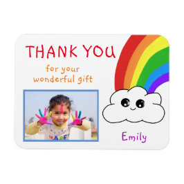 Kawaii Rainbow Clouds Birthday Tack Photo Magnet