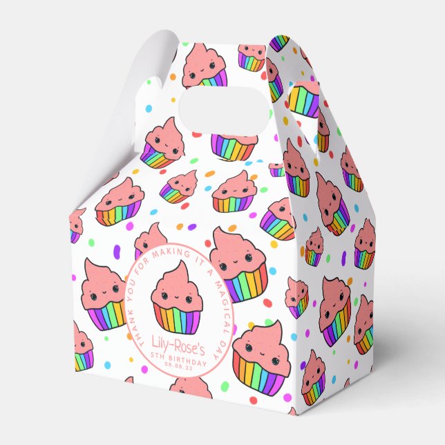Kawaii Rainbow Cupkaka Födelsedagsfest Presentaskar (Framsidan Sidan)