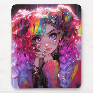 Kawaii Rainbow Hair Braids Anime Girl Musmatta