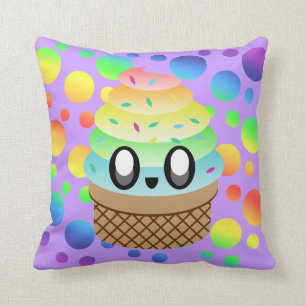 Kawaii Rainbow Ice Cream Cone Kudde