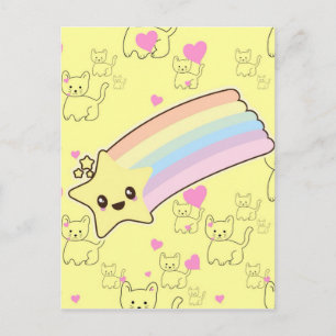 Kawaii rainbow kittens mönster är så söt. So Kawai Vykort