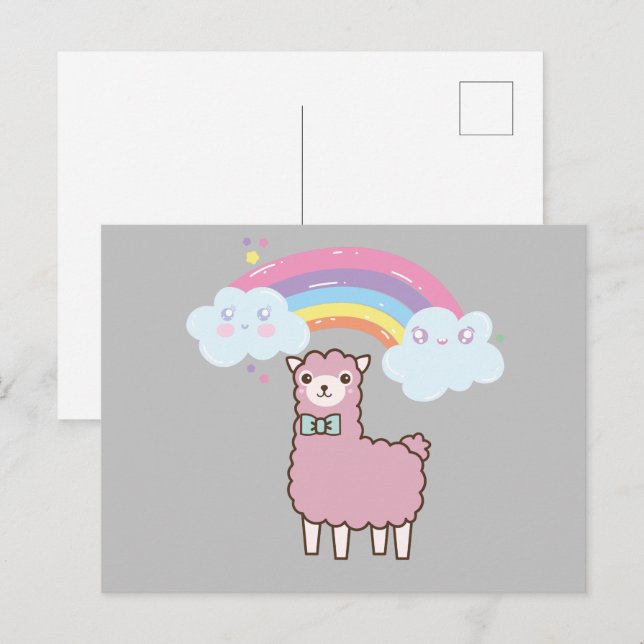 Kawaii Rainbow Lame Postcard Vykort (Fram/baksida)
