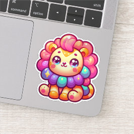 Kawaii Rainbow Lejon med Sparkly Mane Klistermärken