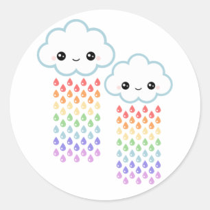 Kawaii Rainbow Rain Runt Klistermärke