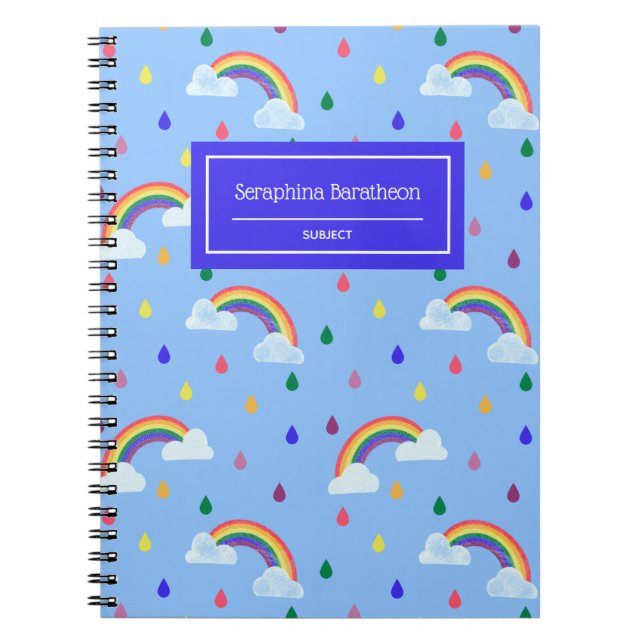 Kawaii Rainbow Rain Storm Mönster Personlig Anteckningsbok (Framsidan)