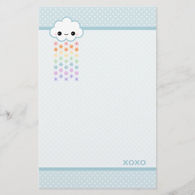 Kawaii Rainbow Snö Brevpapper (Framsida)